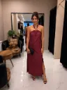 Explosion Bordo Halter Yaka Halka Elbise